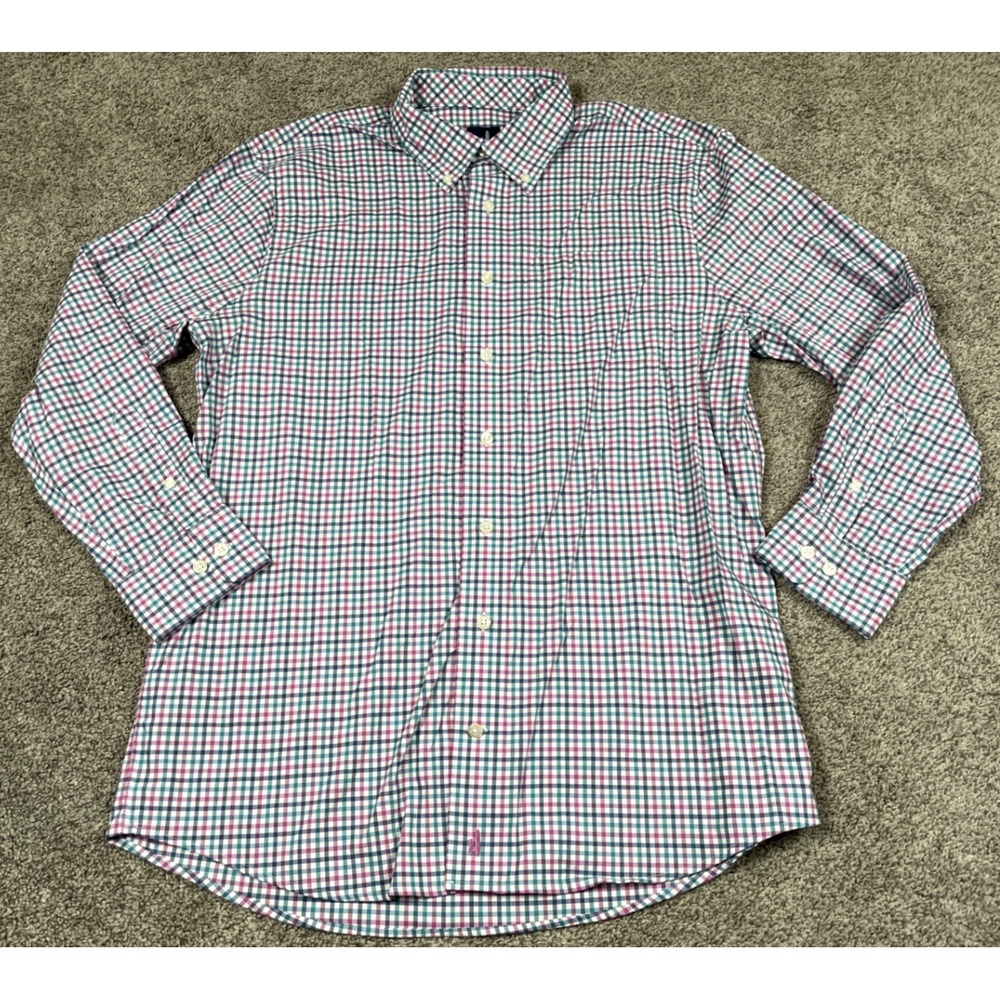 Johnnie O Shirt Mens Large Button Down Long Sleeve Plaid Prep-formance Bamboo